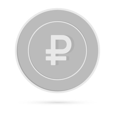 Beyaz arka planda izole edilmiş Rus rublesi. R