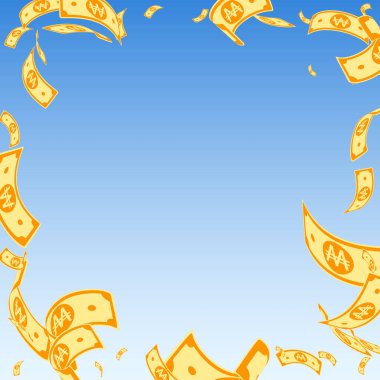 Korece notlar düşüyor. Rastgele WON faturaları mavi