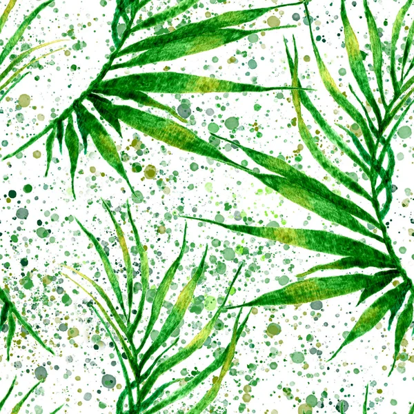 Tropical seamless pattern. Watercolor curved palm 