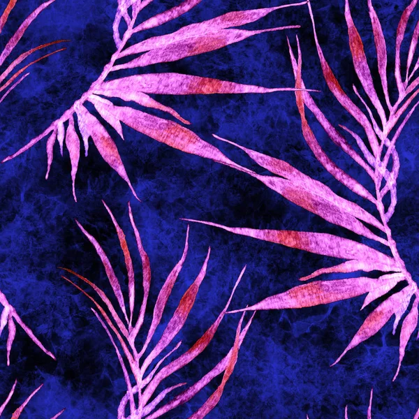 Tropical seamless pattern. Watercolor curved palm 