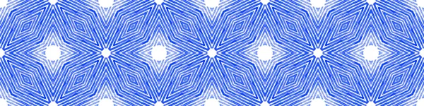 Blauwe Naadloze Grens Roll. Geometrische aquarel — Stockfoto
