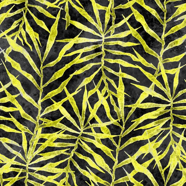 Tropical seamless pattern. Watercolor thorny palm 
