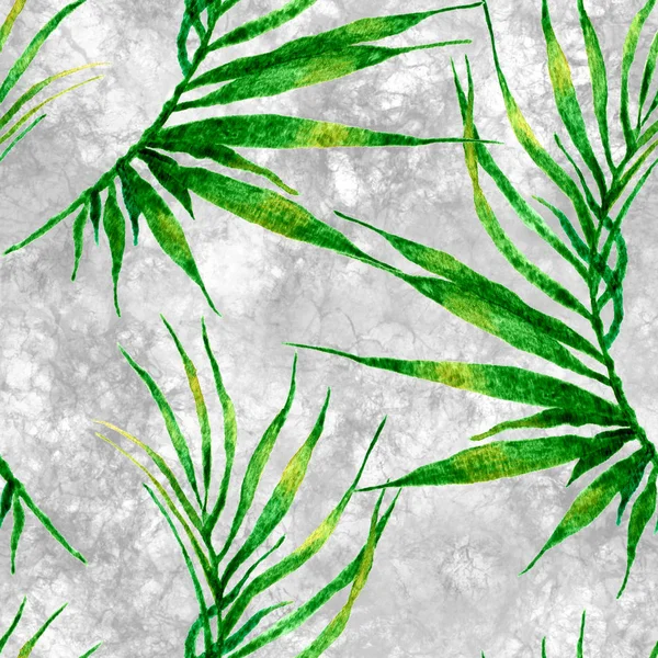 Tropical seamless pattern. Watercolor curved palm 