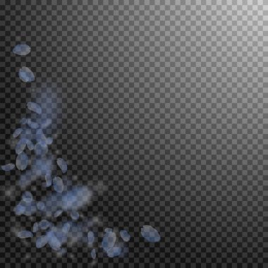 Açık mavi çiçek yaprakları düşüyor. Çekici ro