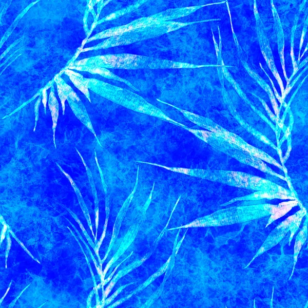 Tropical seamless pattern. Watercolor curved palm 