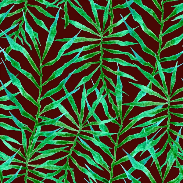 Tropical seamless pattern. Watercolor thorny palm 