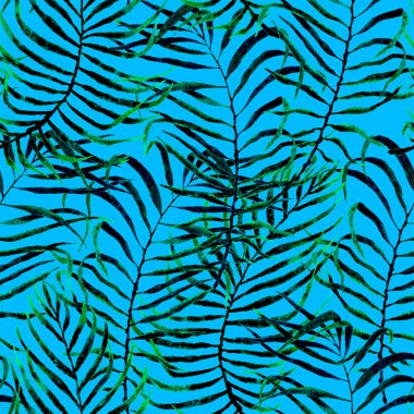 Tropikal seamless modeli. Sulu boya karışık palm