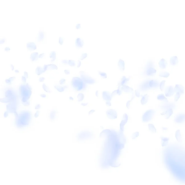 Pétales de fleurs bleu clair tombant. Captivant — Image vectorielle