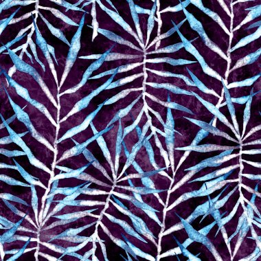 Tropikal seamless modeli. Suluboya dikenli palm 