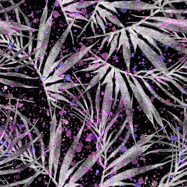 Trooppinen saumaton kuvio. Vesiväri kaoottinen palmu — kuvapankkivalokuva