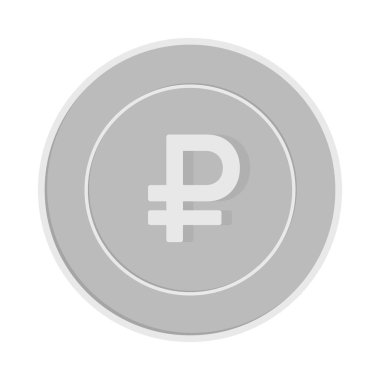 Beyaz arka planda izole edilmiş Rus rublesi. R