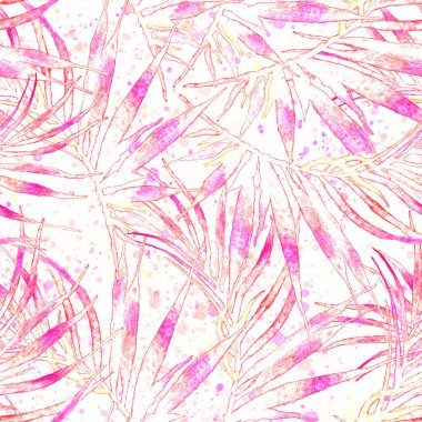 Tropikal seamless modeli. Suluboya kaotik palm