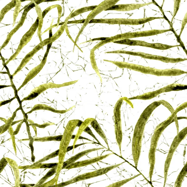 Tropical seamless pattern. Watercolor swaying palm
