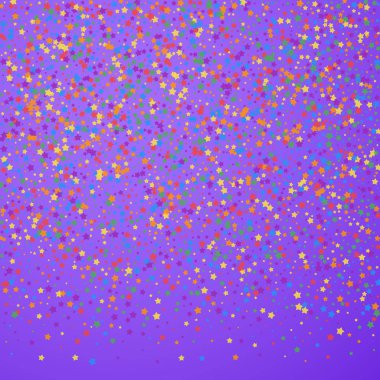 Şenlikli konfeti. Kutlama yıldızları. Gökkuşağı parlaklığı