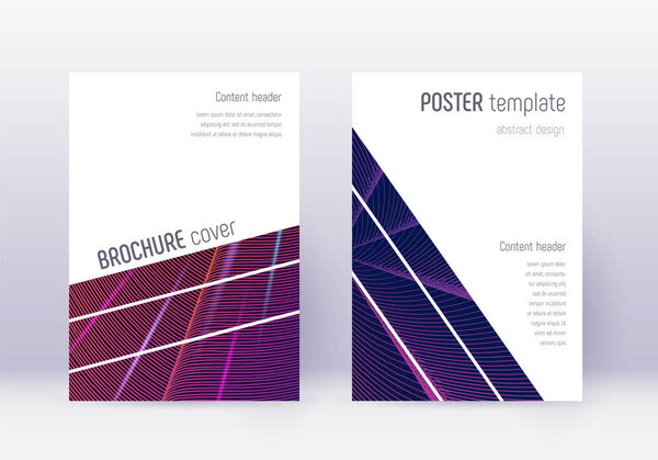Geometric cover design template set. Violet abstra