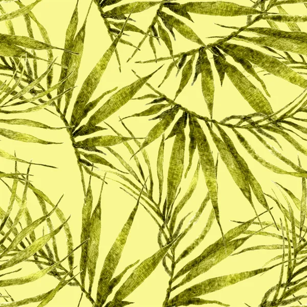 Tropical seamless pattern. Watercolor chaotic palm