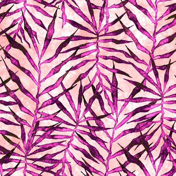 Tropical seamless pattern. Watercolor thorny palm 