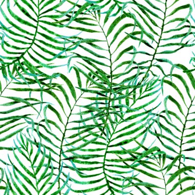 Tropikal seamless modeli. Sulu boya karışık palm