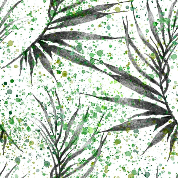 Tropical seamless pattern. Watercolor curved palm 