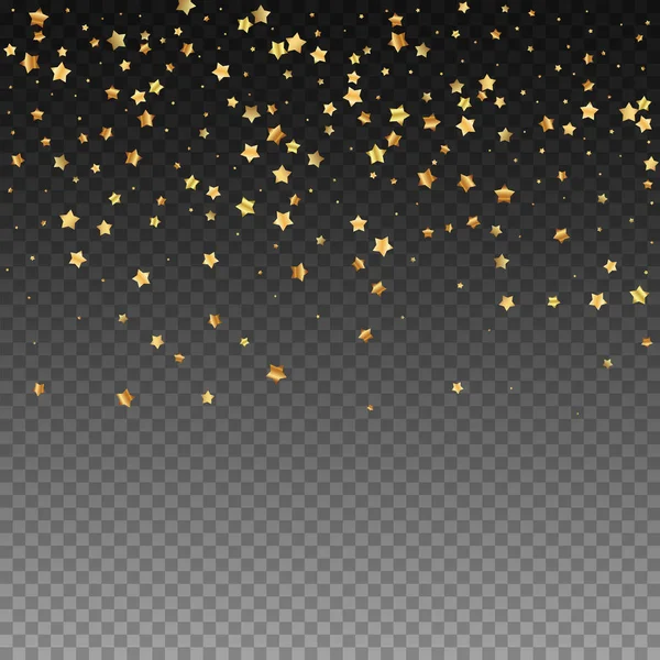 Estrellas de oro de lujo al azar confeti espumoso. Scatt. — Vector de stock