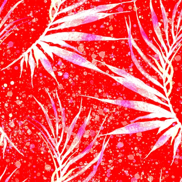 Tropical seamless pattern. Watercolor curved palm 