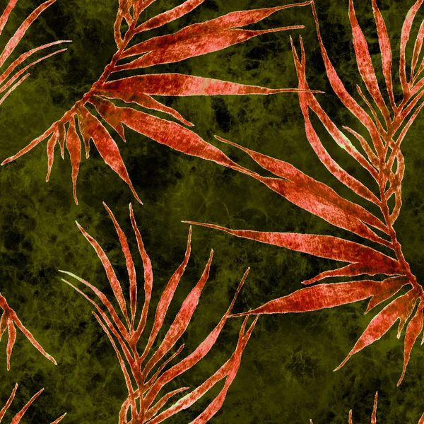 Tropical seamless pattern. Watercolor curved palm 