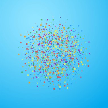 Şenlikli konfeti. Kutlama yıldızları. Gökkuşağı parlaklığı