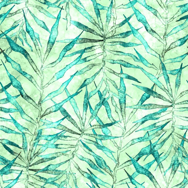 Tropical seamless pattern. Watercolor thorny palm 