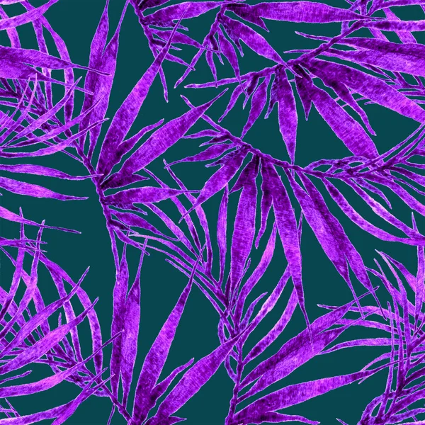 Tropical seamless pattern. Watercolor chaotic palm