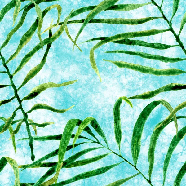 Tropical seamless pattern. Watercolor swaying palm