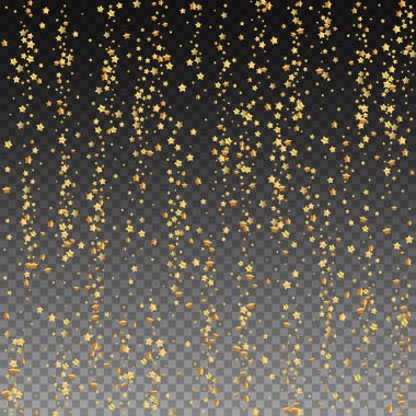 Altın yıldızlı, ışıl ışıl konfeti. Dağınık zm