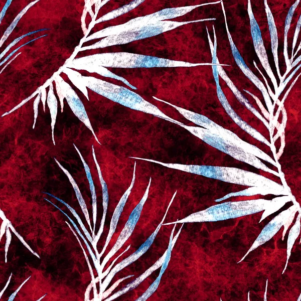 Tropical seamless pattern. Watercolor curved palm 