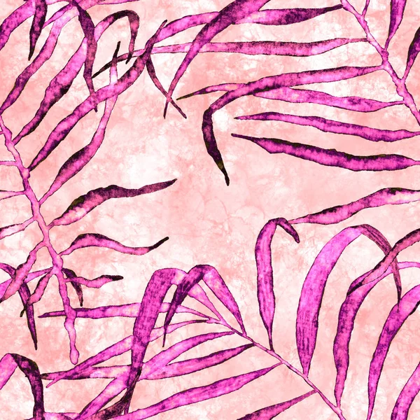 Trópusi varrat nélküli mintát. Akvarell, imbolygott pálmafákkal — Stock Fotó