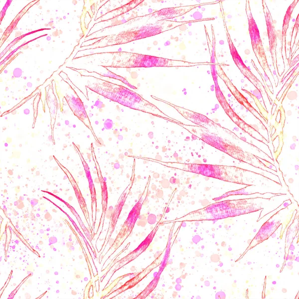 Tropical seamless pattern. Watercolor curved palm 