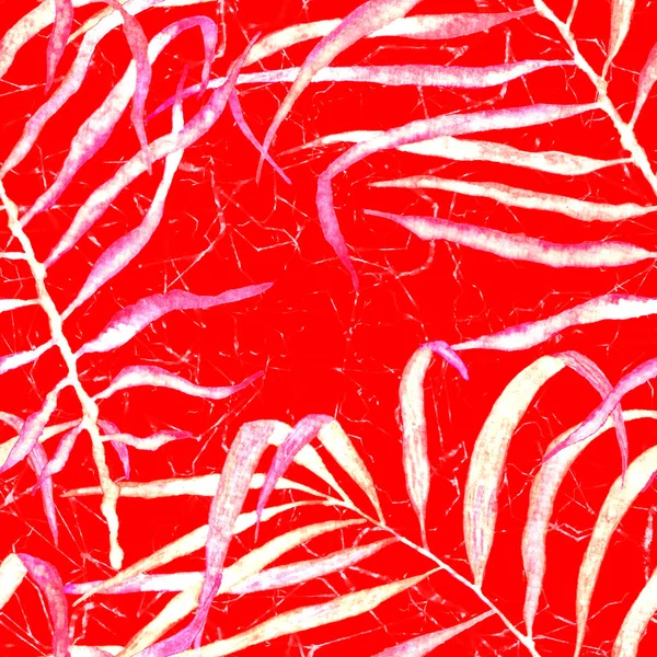 Trópusi varrat nélküli mintát. Akvarell, imbolygott pálmafákkal — Stock Fotó