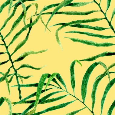 Tropikal seamless modeli. Palmiye sallanan suluboya