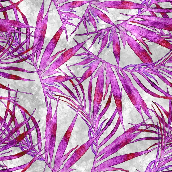Tropical seamless pattern. Watercolor chaotic palm