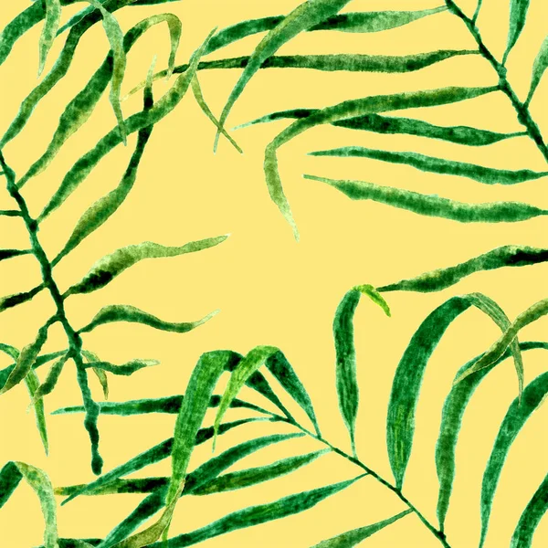 Patrón tropical sin costuras. Acuarela balanceo palma — Foto de Stock