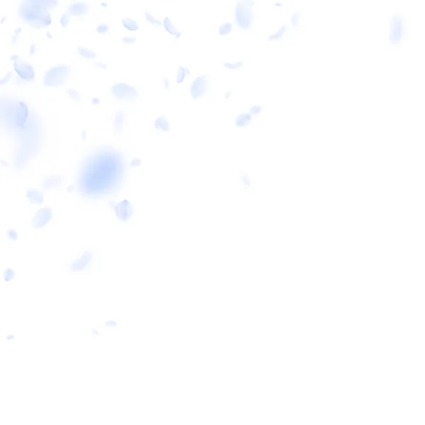Pétalos de flor azul claro cayendo. Sightly rom — Vector de stock