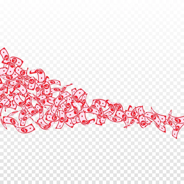 Les notes de livre sterling tombent. Petites factures GBP sur tr — Image vectorielle