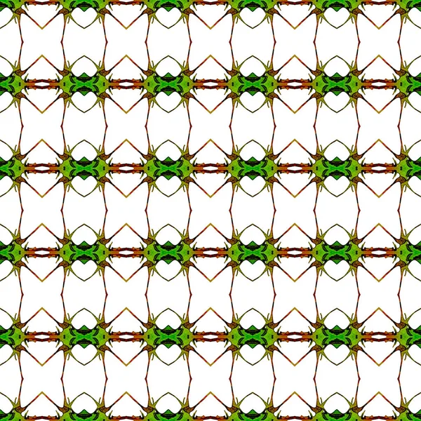 Modello geometrico verde arancio senza cuciture. Disegno a mano — Foto Stock