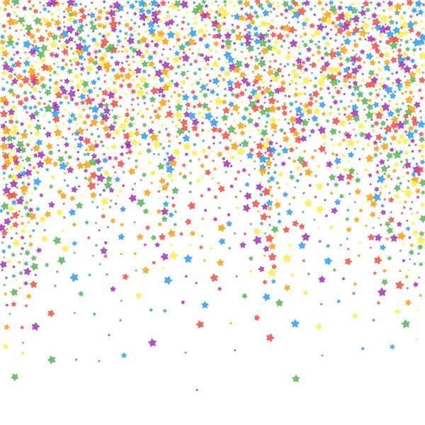 Şenlikli konfeti. Kutlama yıldızları. Gökkuşağı parlaklığı