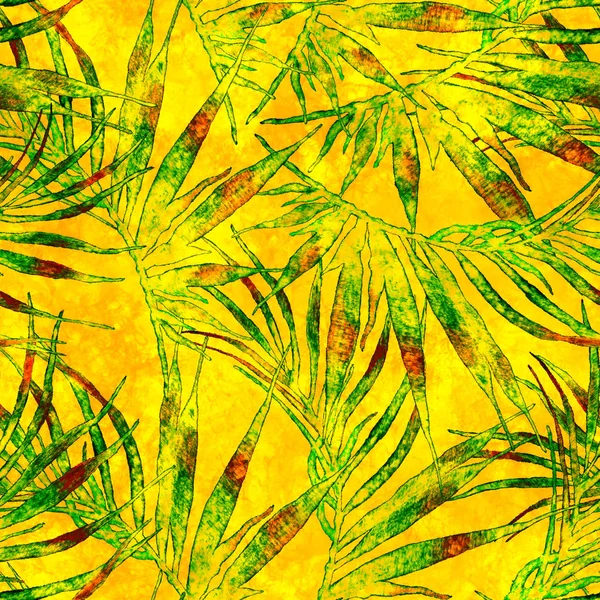 Tropical seamless pattern. Watercolor chaotic palm — Stock Photo, Image