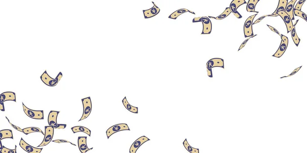 人民币现钞贬值.将CNY的票据漂浮在 — 图库矢量图片