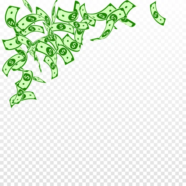 美元纸币贬值。浮动的美元票据 — 图库矢量图片