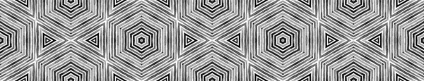 Černobílý Svitek Bezešvých Hranic Geometrický Akvarelový Rám Skutečný Bezešvý Vzor — Stock fotografie