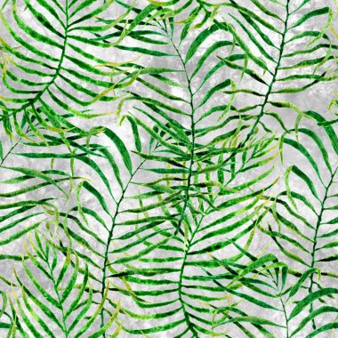 Tropikal seamless modeli. Sulu boya karışık palm