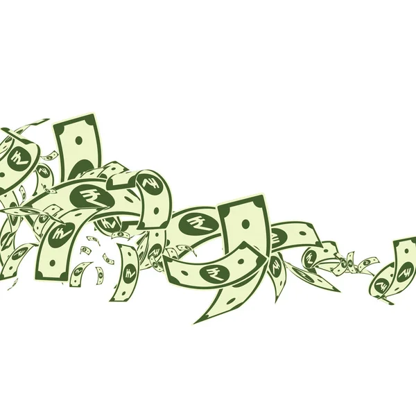 Индейские рупии падают. Грязные банкноты МНР на почему? — стоковый вектор