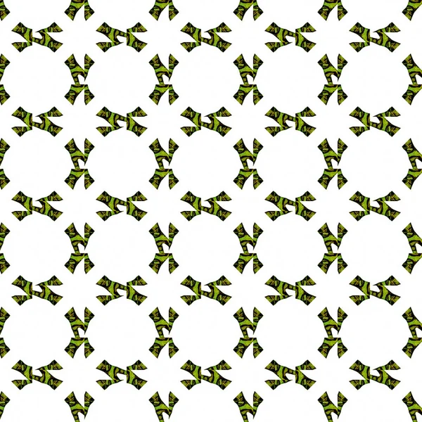Patrón Geométrico Sin Costura Verde Anaranjado Ornamento Acuarela Dibujado Mano —  Fotos de Stock
