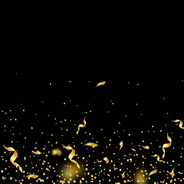 Streamers en confetti. Gouden klatergoud en folie ribbo — Stockvector